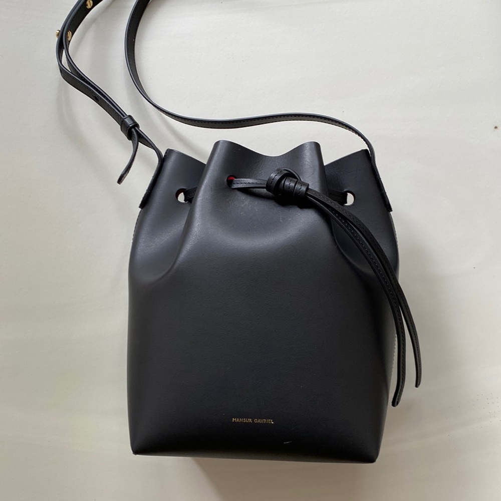 Mansur Gavriel Mini Bucket Bag Black/Flamma